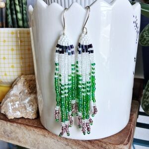 BOGO EARRINGS Boho Chic Seed Bead Fringe Tassel Dangle Earrings, 3.5"